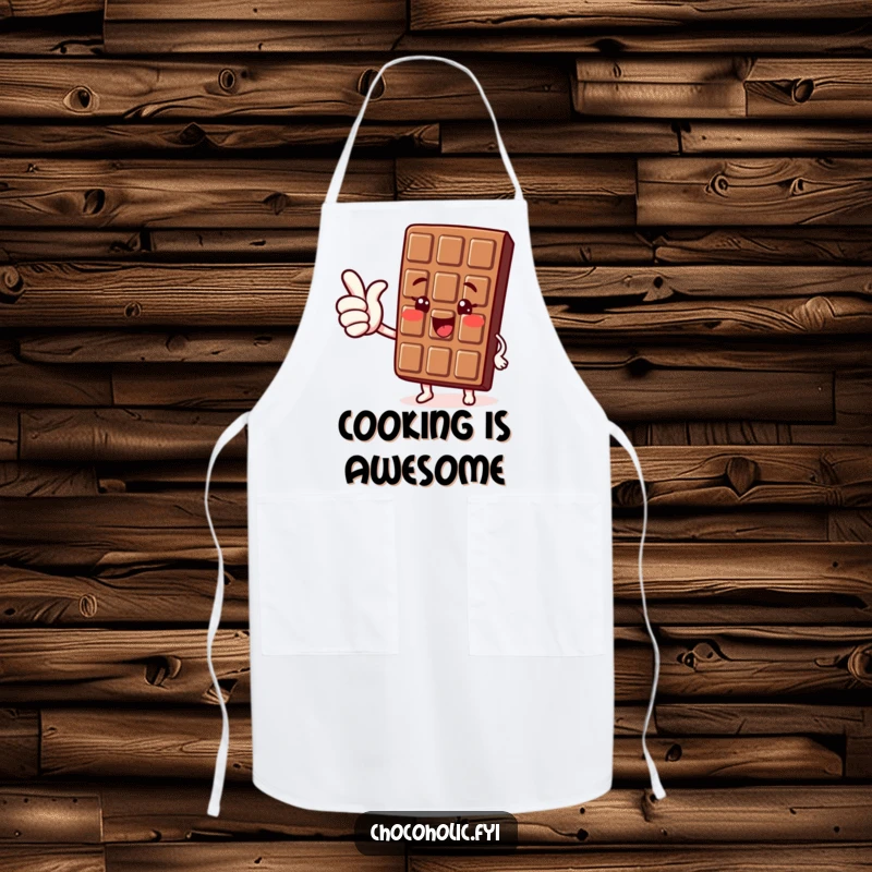 Funny Kawaii Chocolate Thumbs Up Apron: A cute chocolate character giving a joyful thumbs up, perfect for positive cooking.