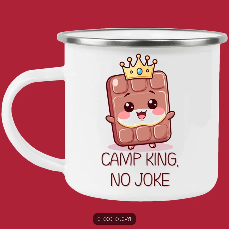 Funny Regal Chocolate Camping Mug: Sip Like Royalty on Your Adventures! A classy funny gift.