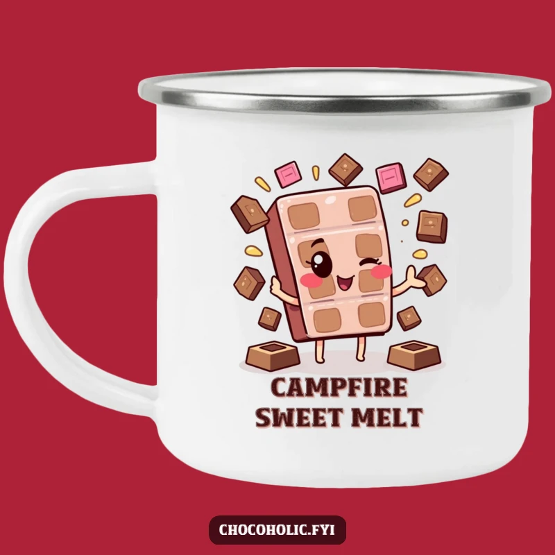 Funny Kawaii Chocolate Wink Camping Mug: Sweet Adventures and Humor