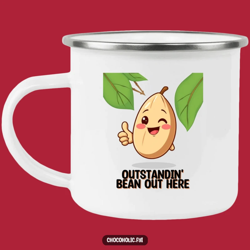 Funny Cocoa Bean Thumbs Up Camping Mug, Durable and Positive Outdoor Companion