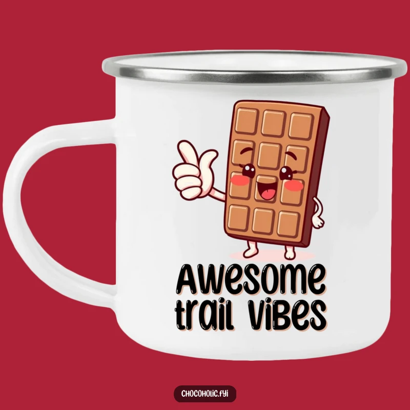 Funny Kawaii Chocolate Thumbs Up Camping Mug: Adventure with Positive Vibes