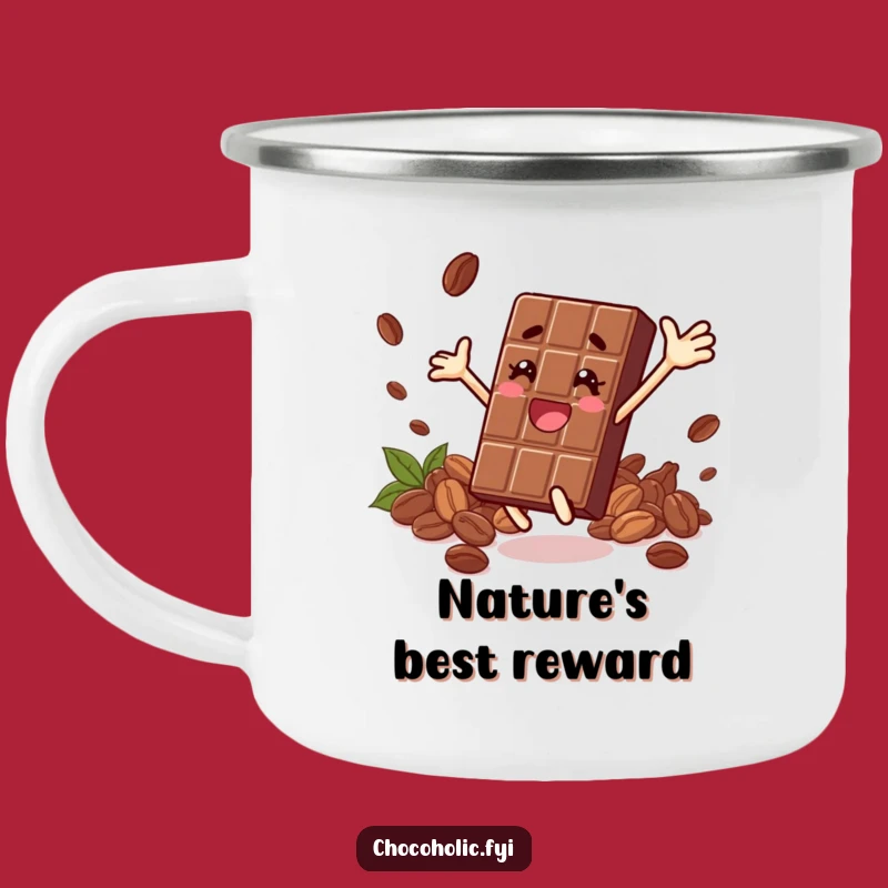 Funny Leaping Chocolate Bar Camping Mug: Adventure Fuel - A Cocoa Gift
