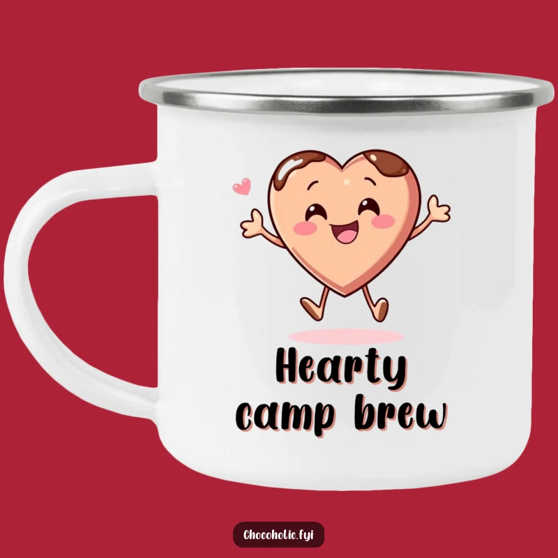 Funny Bouncing Chocolate Heart Camping Mug for Joyful Adventures