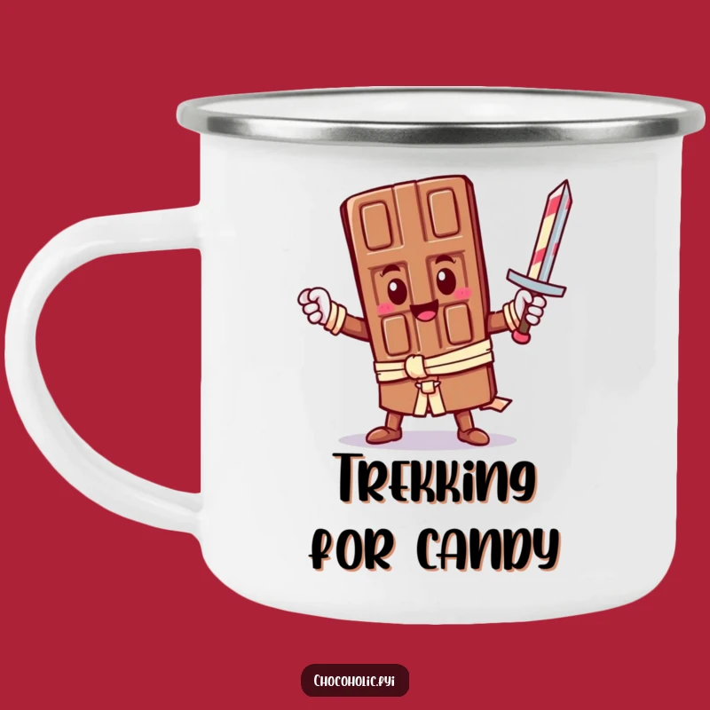 Funny Hero Chocolate Camping Mug: Epic Kawaii Warrior's Drinkware for Adventure! A rugged funny gift.