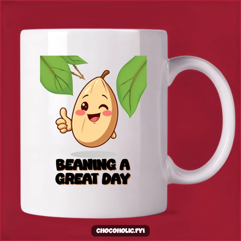 Funny Cocoa Bean Thumbs Up Mug, Cheerful Coffee Cup for Bean Enthusiasts