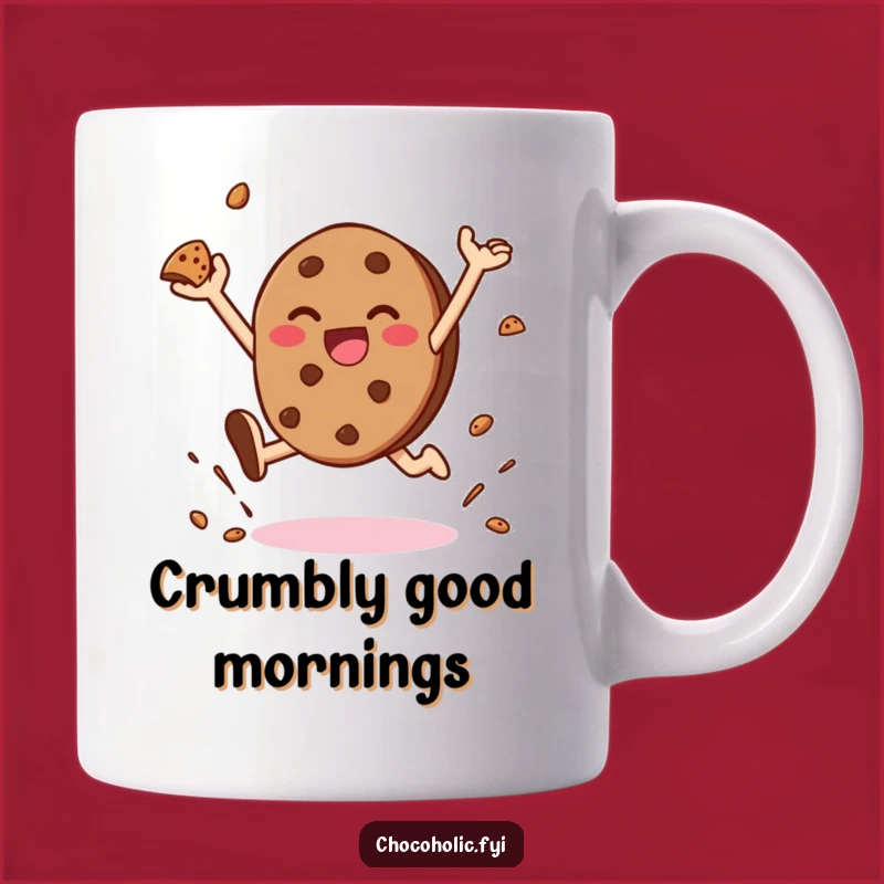 Funny Cookie Joy Mug - Kawaii Chocolate Cookie Leaping with Happiness