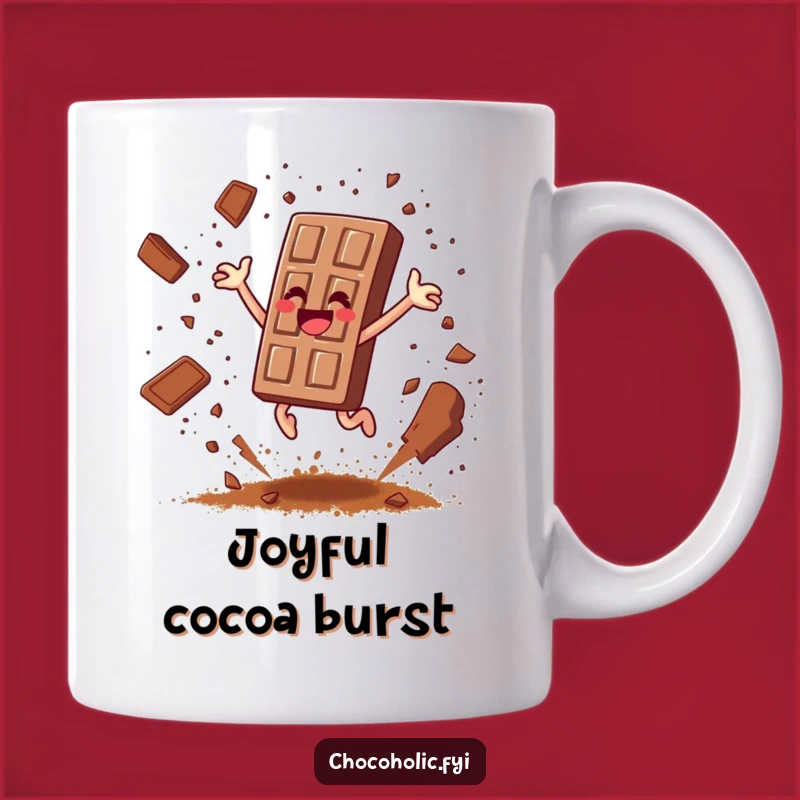 Funny Chocolate Bar Leaping Mug - Joyful Cocoa Sprinkle Gift