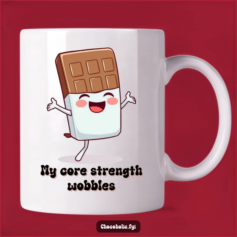 Funny Chocolate Bar Yoga Mug: Hilarious Wobbly Balance Pose Gift for Humor Lovers