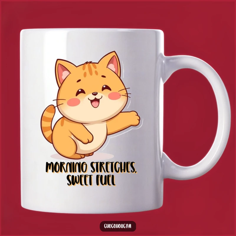 Funny Kawaii Caramel Cat Stretch Mug: Hilarious Sweet Treat Gift for Coffee Lovers