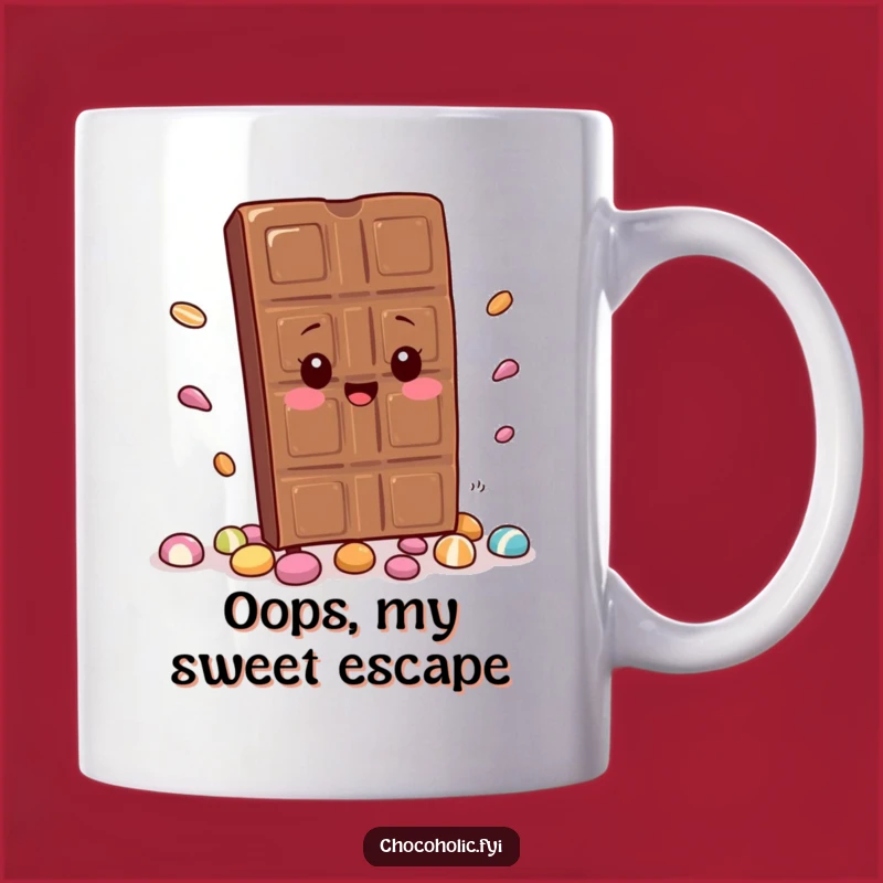 Funny Kawaii Chocolate's Oopsie Mug: A Hilarious Gift for a Clumsy Friend. Celebrate life's little stumbles with this cute mug.