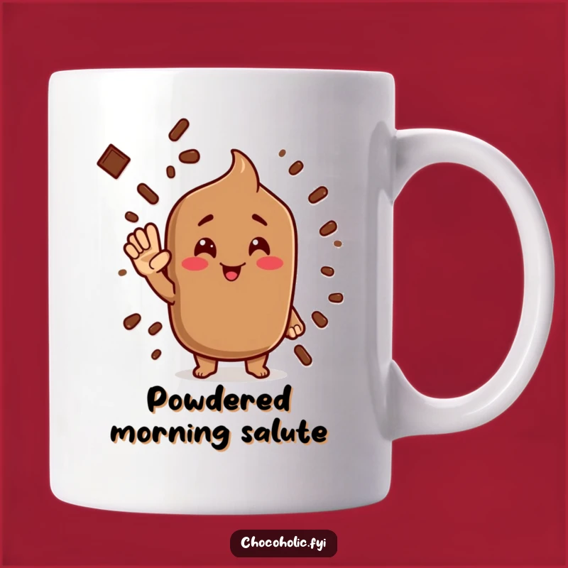 Funny Cocoa Powder Salute Mug: Hilarious Chocolate Character Gift for Coffee Lovers