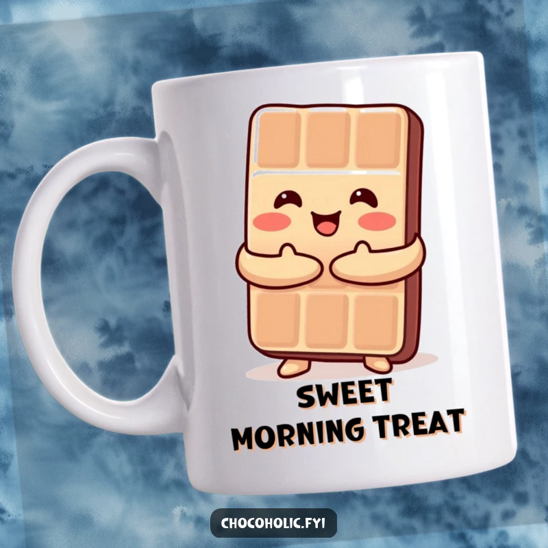 Funny Kawaii chocolate bar embracing itself in a happy hug, a sweet and humorous design for mugs.