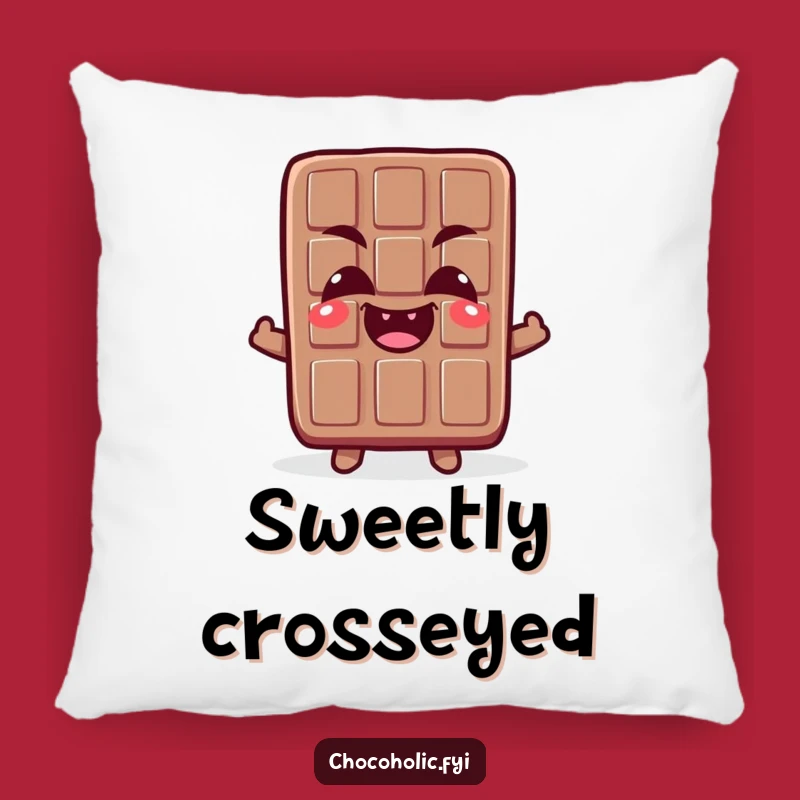Funny Crossed-Eyes Chocolate Pillow - Cuddle Up with Giggles!