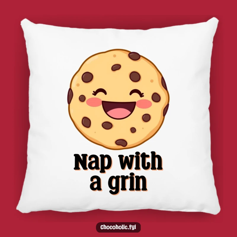 Funny Kawaii Cookie Grin Pillow - Soft & Smiling Character Decor
