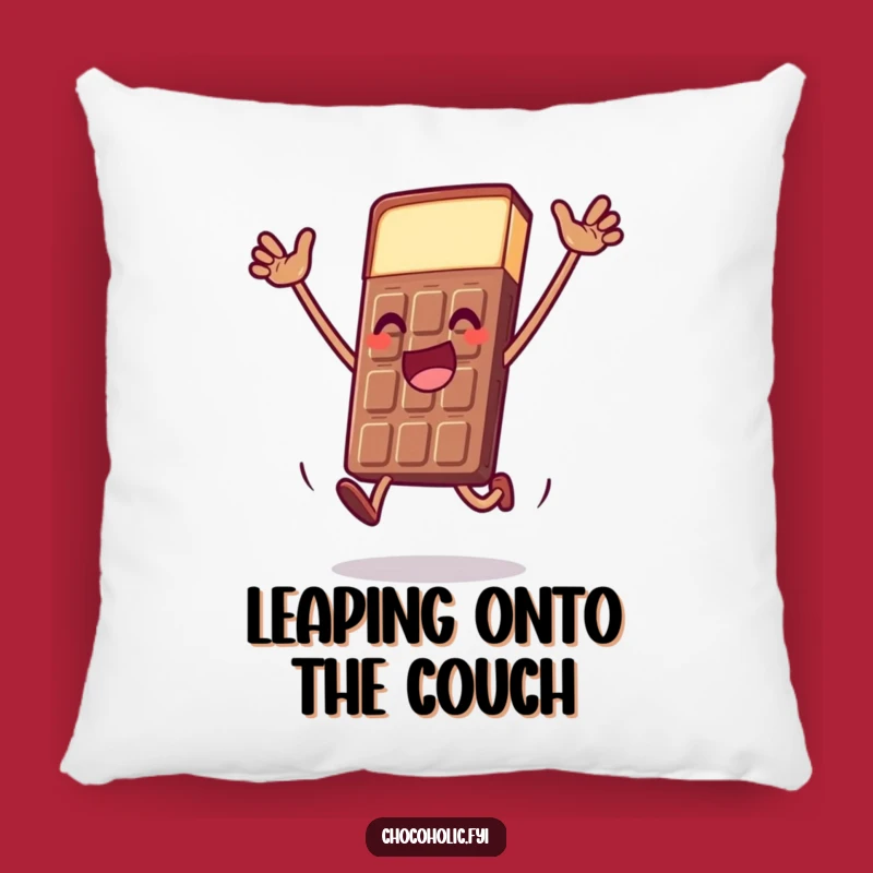 Funny Chocolate Bar Leap Pillow: Snuggle with Drama and Comfort