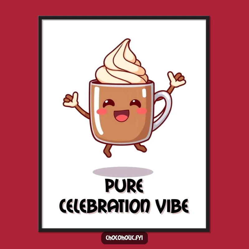 Funny Chocolate Mug Jump Digital Art - Instant Celebration Decor