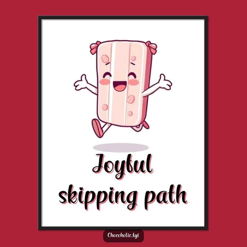 Funny Kawaii Candy Bar Skipping Digital Art - Whimsical Joyful Print