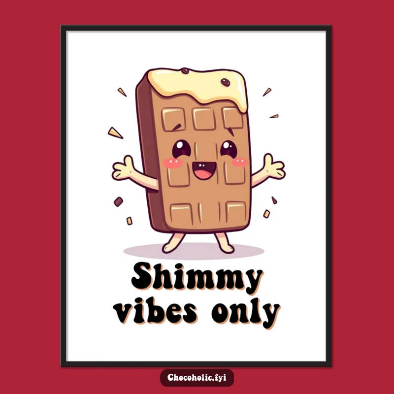 Funny Kawaii Chocolate Bar Shimmy Digital Art - Instant Joyful Decor, Gift