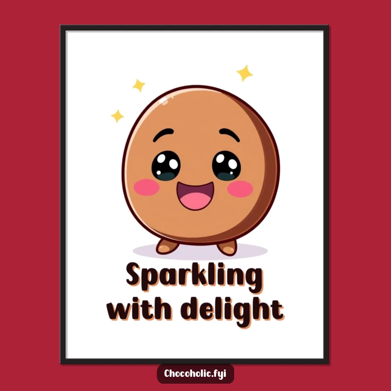 Funny Kawaii Chocolate Chip Digital Art - Whimsical Excited Print