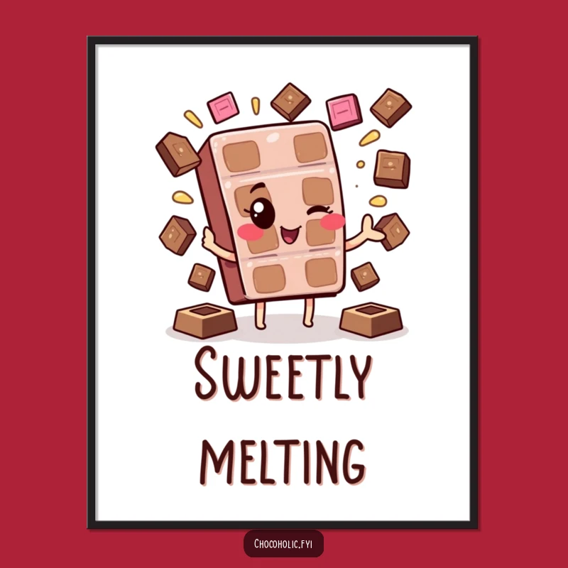 Funny Kawaii Chocolate Wink Digital Print: Instant Sweetness and Humor for Your Walls