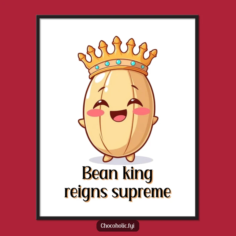 Funny Overjoyed Cocoa Bean Digital Art Print Regal Decor Gift