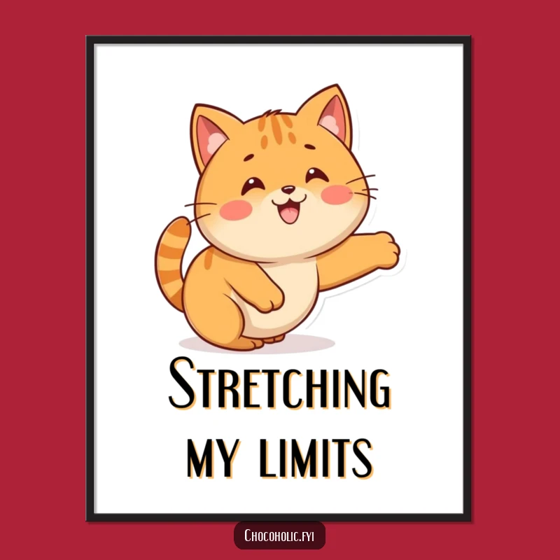 Funny Kawaii Caramel Cat Stretch Digital Art: Instant Sweet Decor for Happy Homes