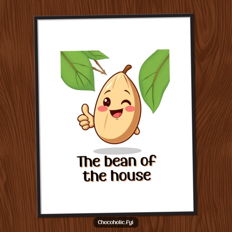 Funny Digital Art: A smiling cocoa bean gives a thumbs up, creating a positive and humorous piece of wall art.