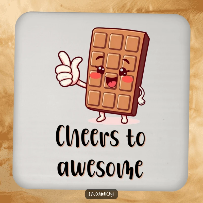 Funny Kawaii Chocolate Thumbs Up Coaster: A cute chocolate character giving a joyful thumbs up, perfect for positive protection.