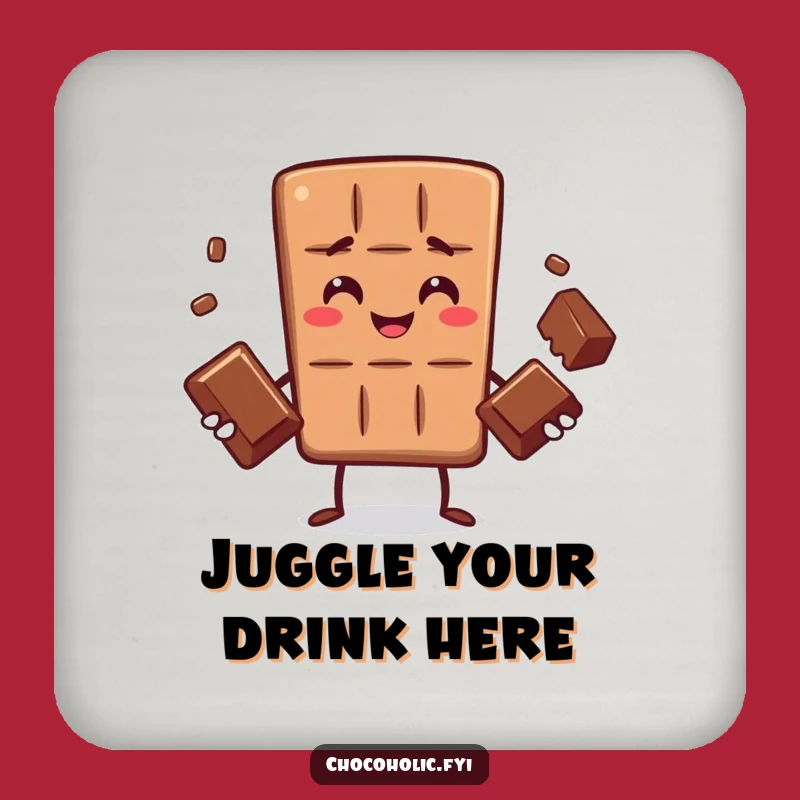 Funny Chocolate Bar Juggling Drink Coaster - Protect Surfaces with Sweet Skill