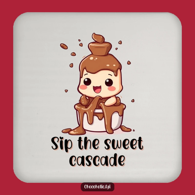 Funny Chocolate Fountain Drink Coaster: Protect Surfaces with this Joyful Chocolate Character Art