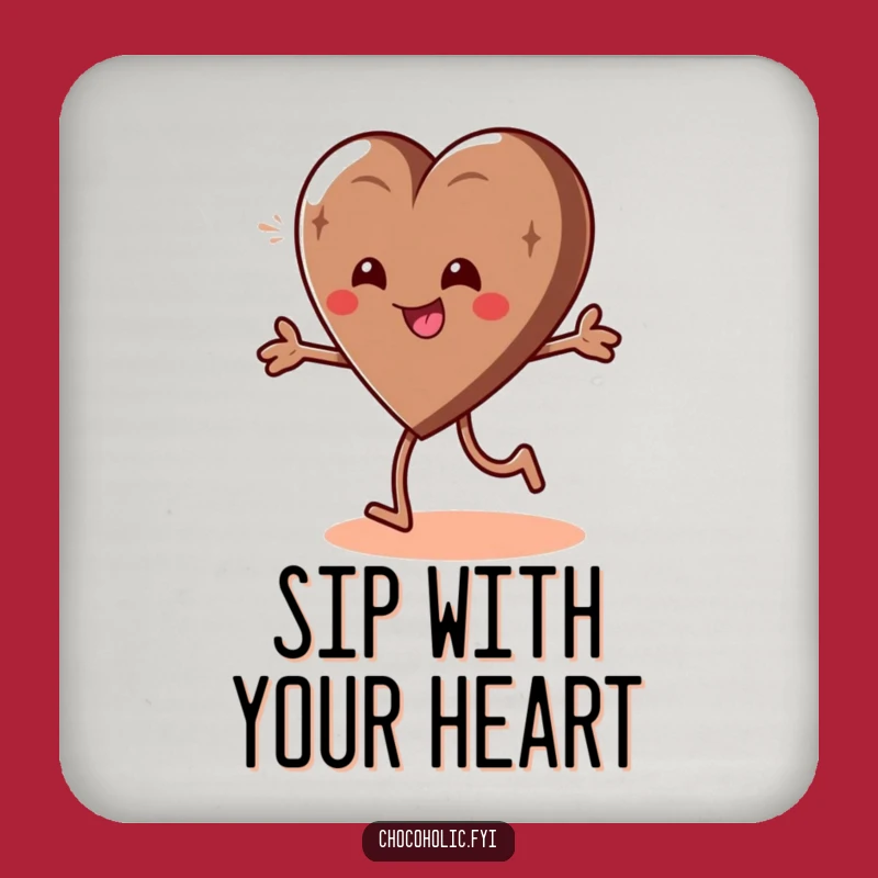 Funny Chocolate Heart Coaster - Protect Surfaces with Giddy, Playful Style