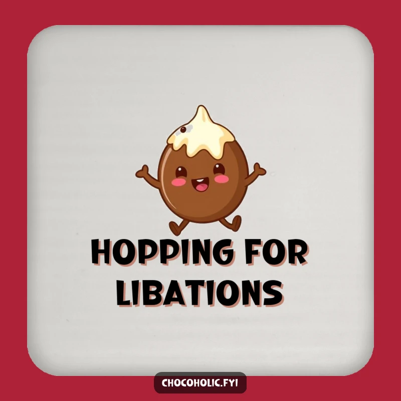 Funny Chocolate Truffle Hop Drink Coaster: Protect Surfaces with Sweet Character Art