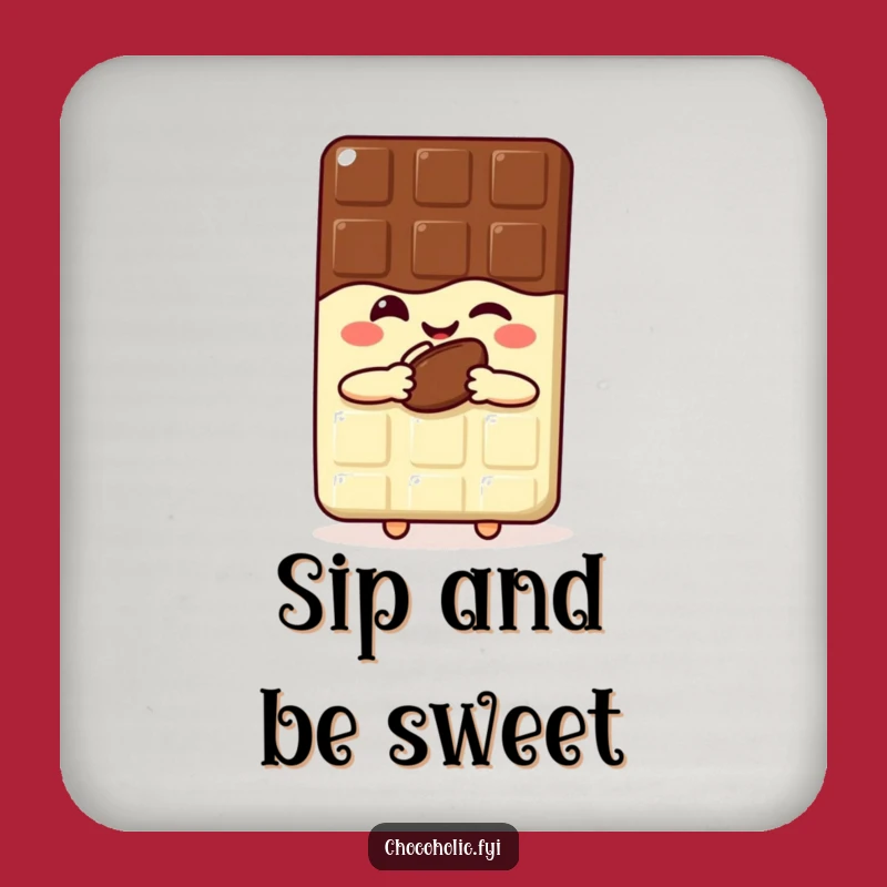 Funny Kawaii Chocolate Bar Coaster - Protect Surfaces Sweetly