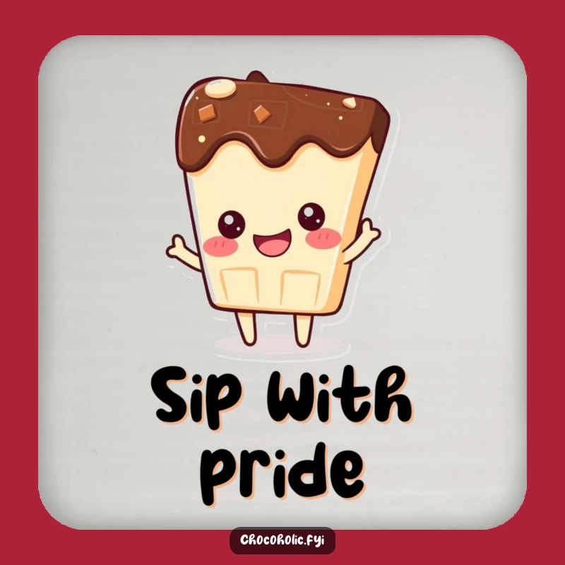 Funny Kawaii Chocolate Bar Coaster - Protect with Pride, Gift