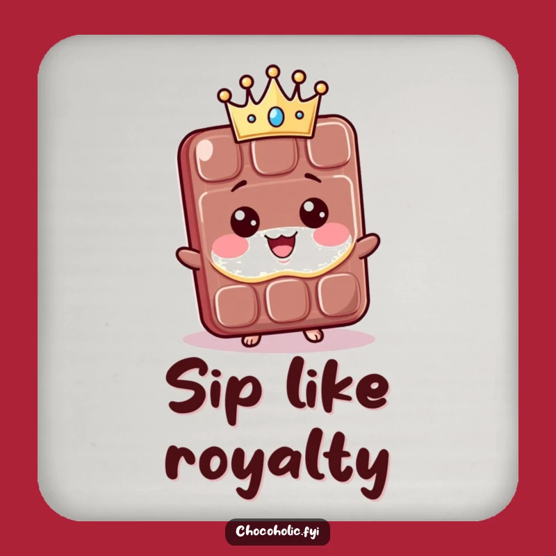 Funny Regal Chocolate Coaster Set: Protect Tables with this Majestic Kawaii Crown. A classy funny gift.