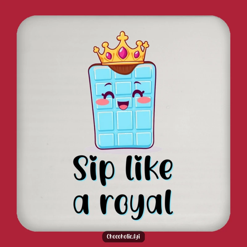 Funny Royal Chocolate Bar Drink Coaster: Protect Surfaces with Regal, Delighted Charm