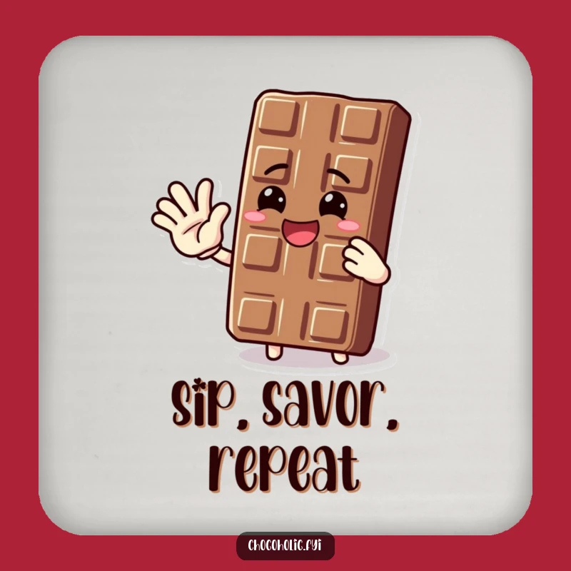 Funny Waving Chocolate Bar Coaster: Protect Surfaces with Sweet Style - A Gift