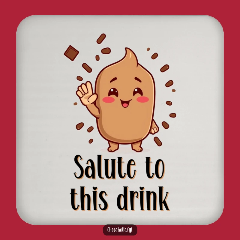Funny Cocoa Powder Salute Drink Coaster: Protect Surfaces with Silly Chocolate Art