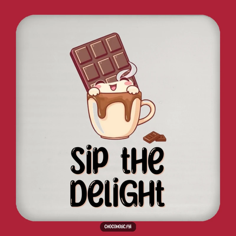 Funny Chocolate Bar Coaster: Delightful Peek at Your Drink