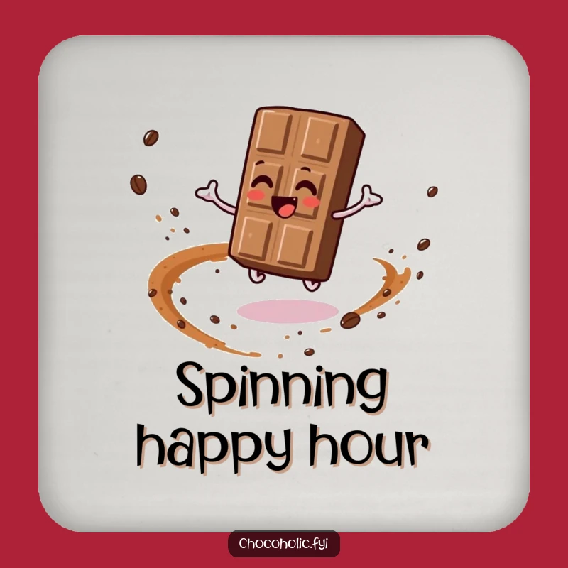 Funny Spinning Chocolate Bar Drink Coaster: Protect Surfaces with Cocoa Dust Fun