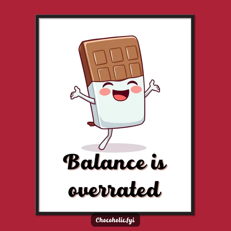 Funny Chocolate Bar Poster: Giggling Yogi's Wobbly Balance Art Print