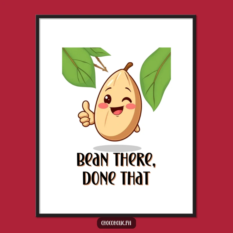 Funny Cocoa Bean Thumbs Up Poster, Uplifting Wall Art for Coffee and Bean Lovers