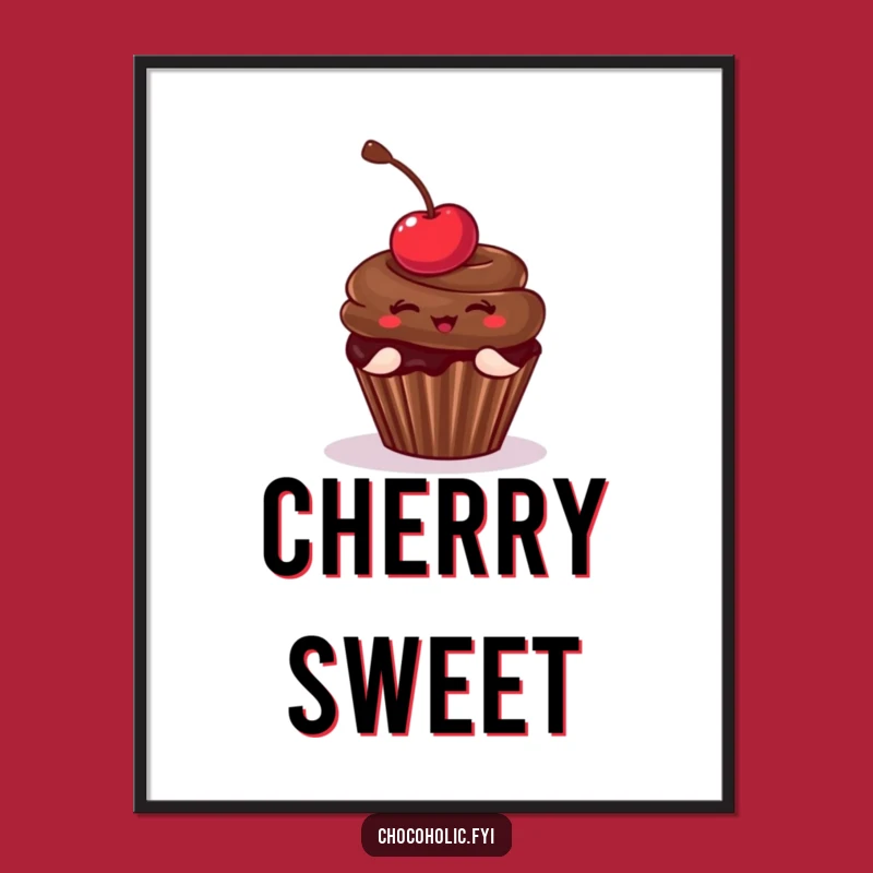 Funny Cupcake Cherry Pose Poster: Sweet Wall Art and Perfect Funny Gift