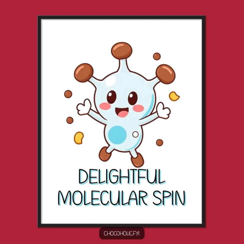 Funny Chocolate Molecule Poster: Decorate with Energetic Science Character Art