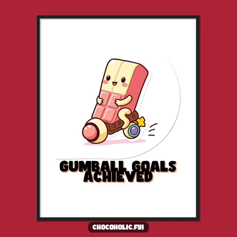 Funny Kawaii Chocolate Gumball Rider Poster: Sweet Wall Art for Chocolate Fans, Perfect Funny Gift