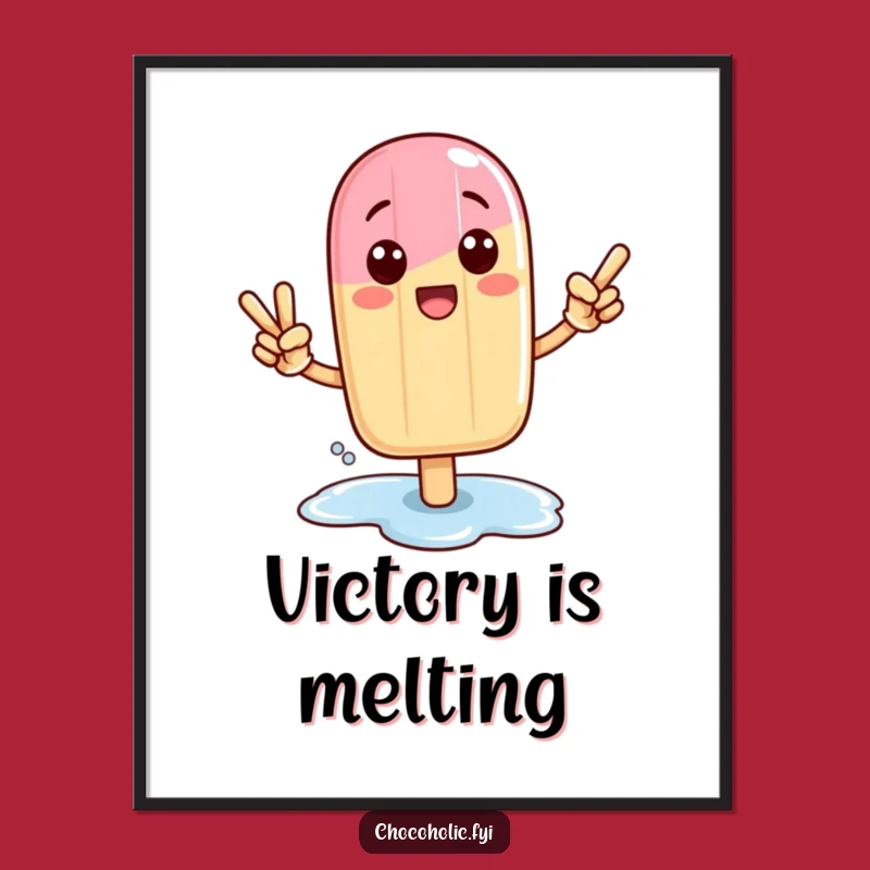 Funny Kawaii Popsicle Victory Poster: Cool Wall Art for Celebratory Spaces