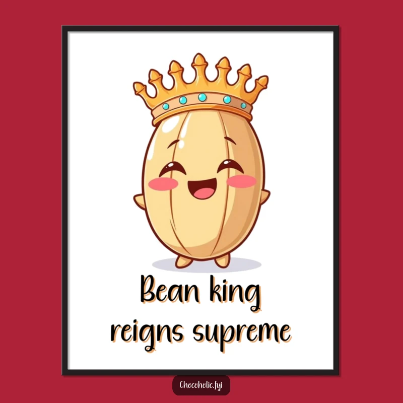 Funny Overjoyed Crown Cocoa Bean Poster a Regal Wall Art Gift