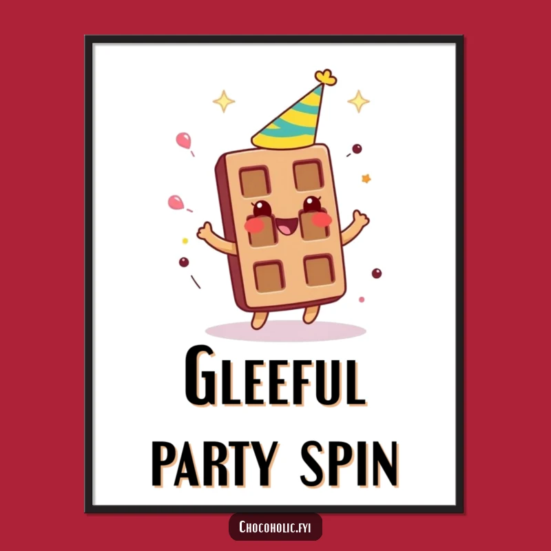 Funny Party Chocolate Bar Poster - Spinning Hat, Festive Wall Art