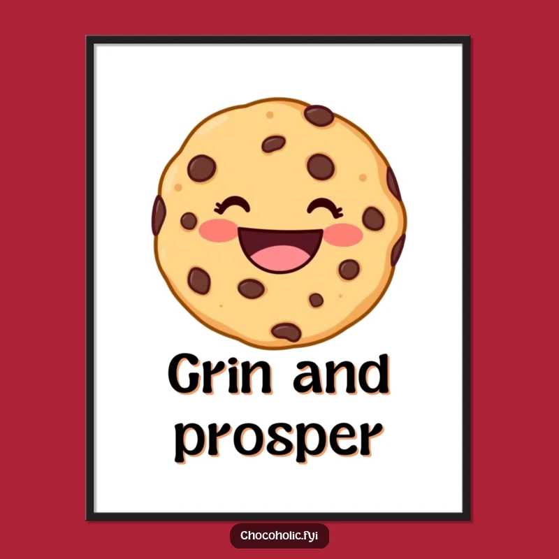 Funny Kawaii Cookie Grin Poster - Cheerful Character Wall Art