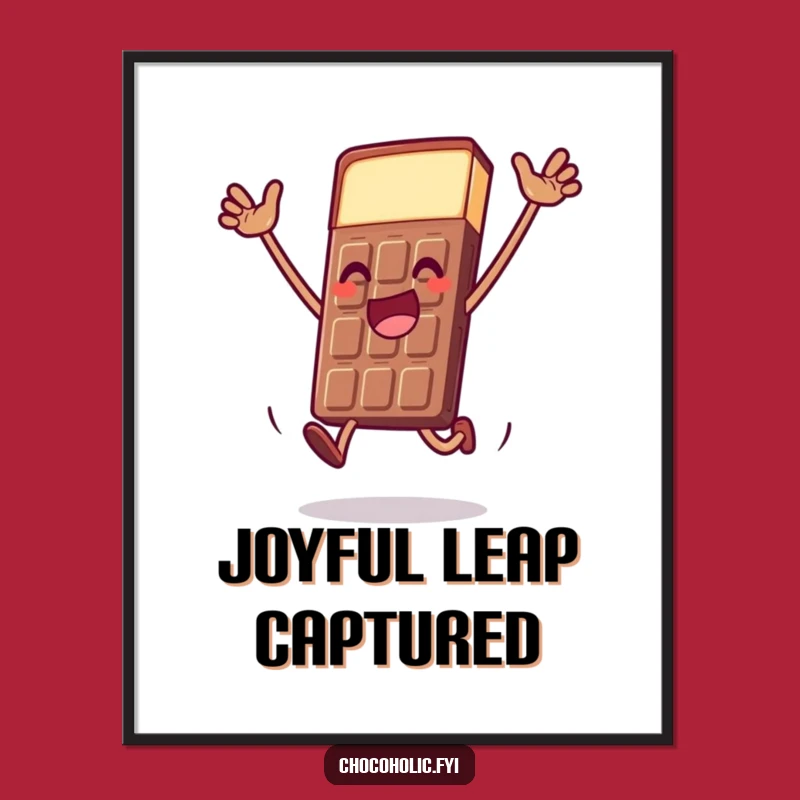 Funny Chocolate Bar Leap Poster: Decorate with Dramatic Chocolate Character Art